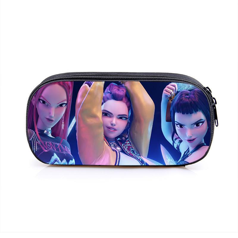2025 Demon Hunters Cartoon Student Polyester Pencil Bag Secondary Element Stationery Box Fabric Pencil Case Hot