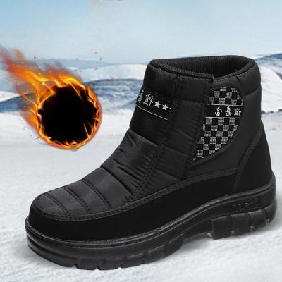 Winter Dicksohlige Wasserdichte Outdoor Herren Schneestiefel Kältebeständig Warm Wanderschuhe Samt Knöchelhohe Stiefel mit Erhöhter Höhe