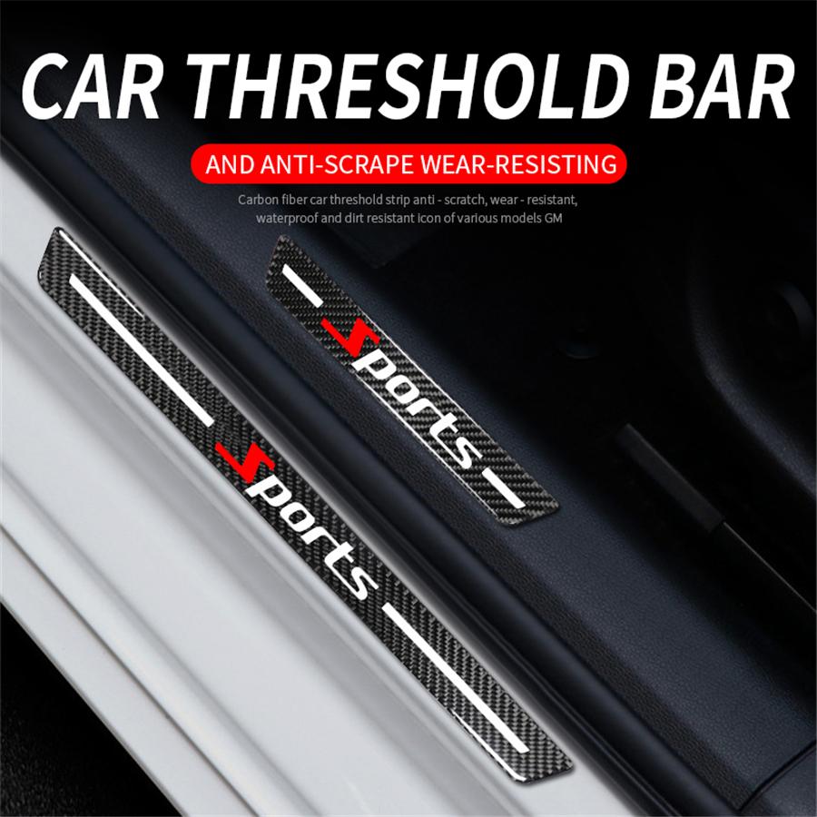 4x Universal Car Door Scuff Sill Cover Panel Step Protector Trim Carbon Fiber