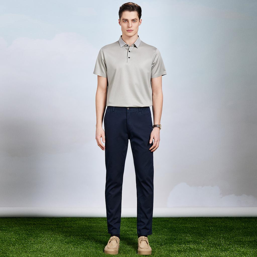 Summer high-end short sleeved polo shirt with acetate and mulberry silk, men's and middle-aged business casual T-shirt