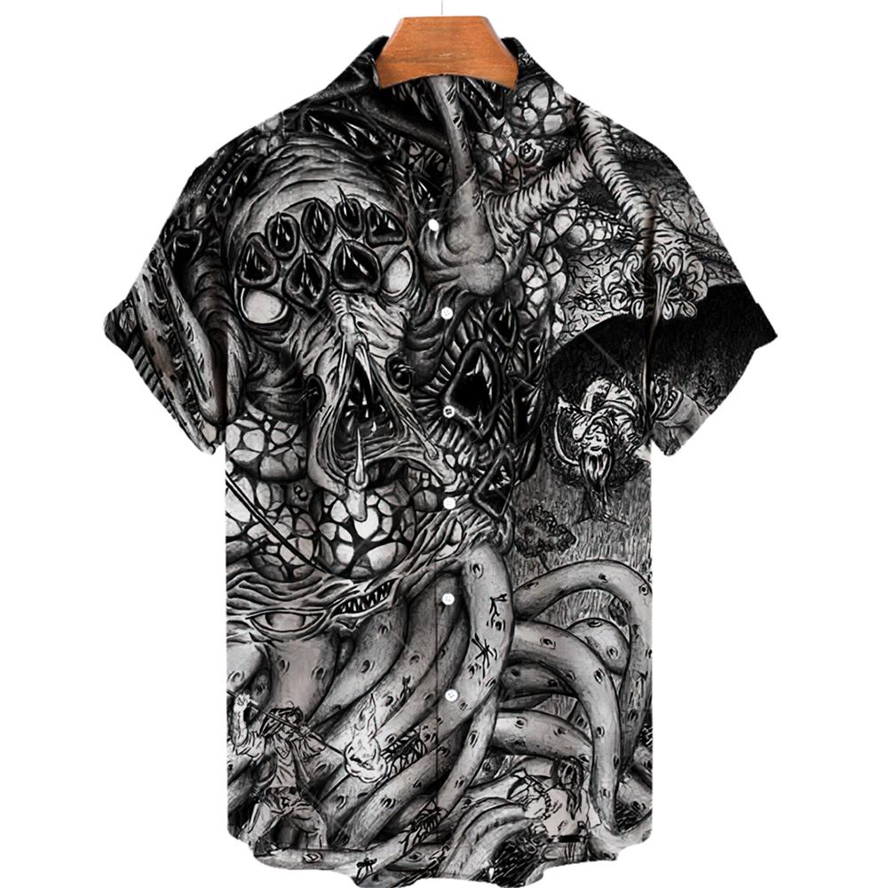 Summer Men's T-Shirts 3D Printed Horror Pattern Hawaiian Fashion Designer Men's Horror Shirts Day Of The Dead Tops