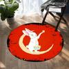 Happy Halloween Round Carpet Castle Bat Print Area Rug for Living Room Bedroom Chair Non Slip Horror Theme Floor Mats Yoga Mat
