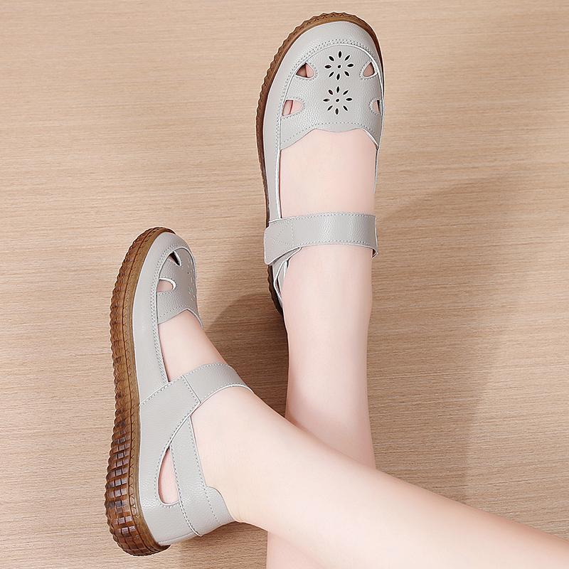 Women's Sandals Summer Mary Jane Beach Shoes White Flat Shoes Casual Soft Walking Sandals for Girl Plus Size