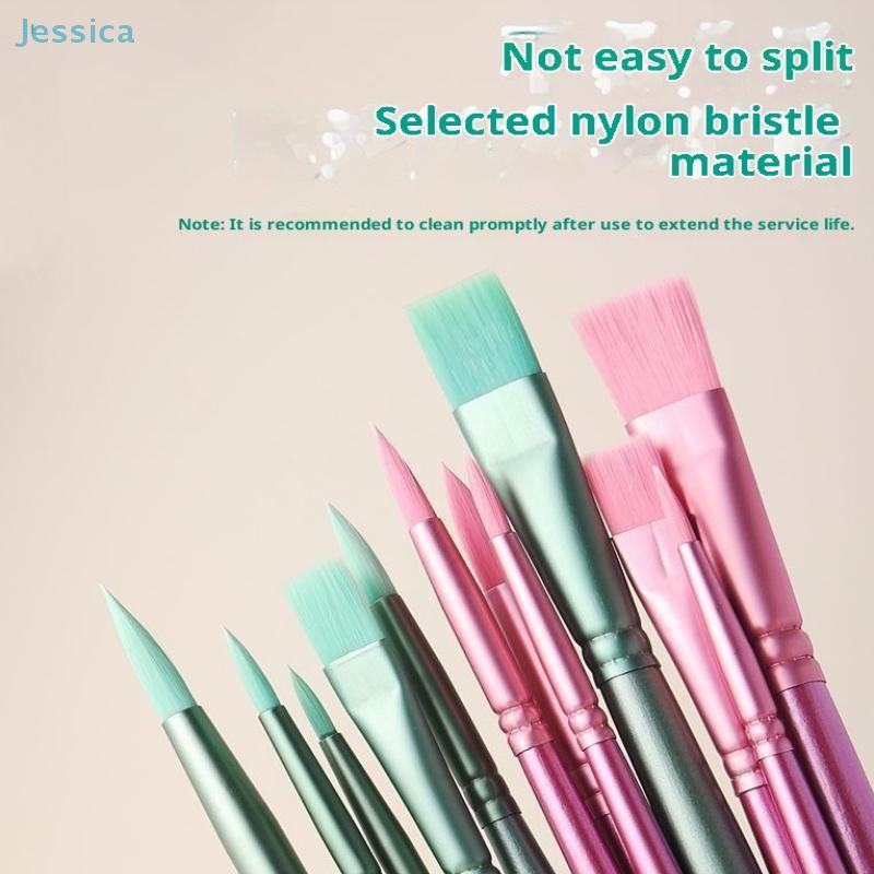 Nylon Bristle Wooden Handle Pointed And Flat Watercolor Paintbrush Set For Art, Acrylic, Gouache, And Oil Painting