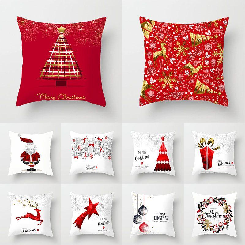 Super Soft Red And White Christmas Pillow Case For Stylish Home Decoration