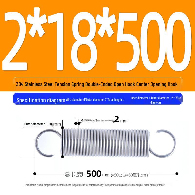 Arc de extensie din oțel inoxidabil 304 de 500 mm cu cârlige deschise și inel cu buclă dublă, personalizabil.