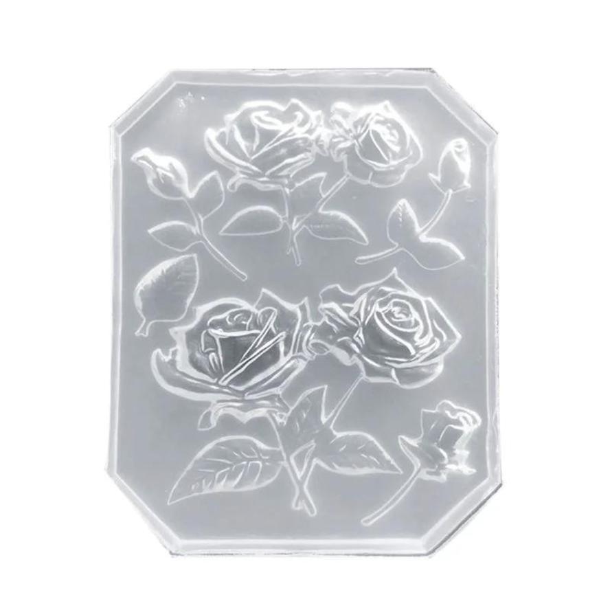 7-hole Rose Flower Crystal Dropper Mirror Mold Sugar Flipping DIY Cake Decoration Baking Mold Jewelry Decoration Silicone Mold