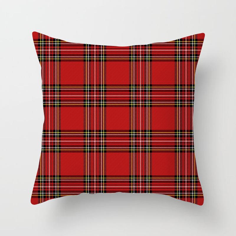 Scottish Red Plaid Pillowcase Home Sofa Pillow Cushion Cover