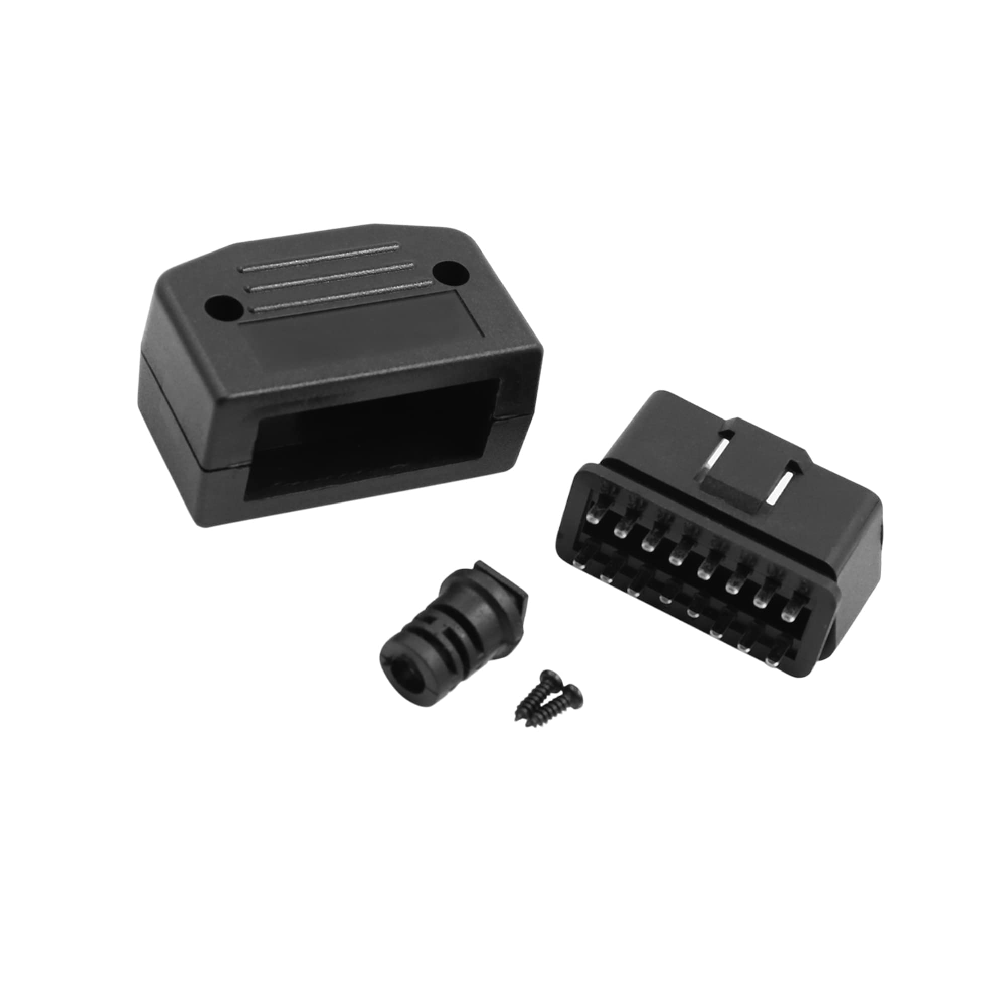

ACROPIX Adapter Socket OBD 2 Connector 16 Pin Male with Shell Kit Universal Black 1 pcs