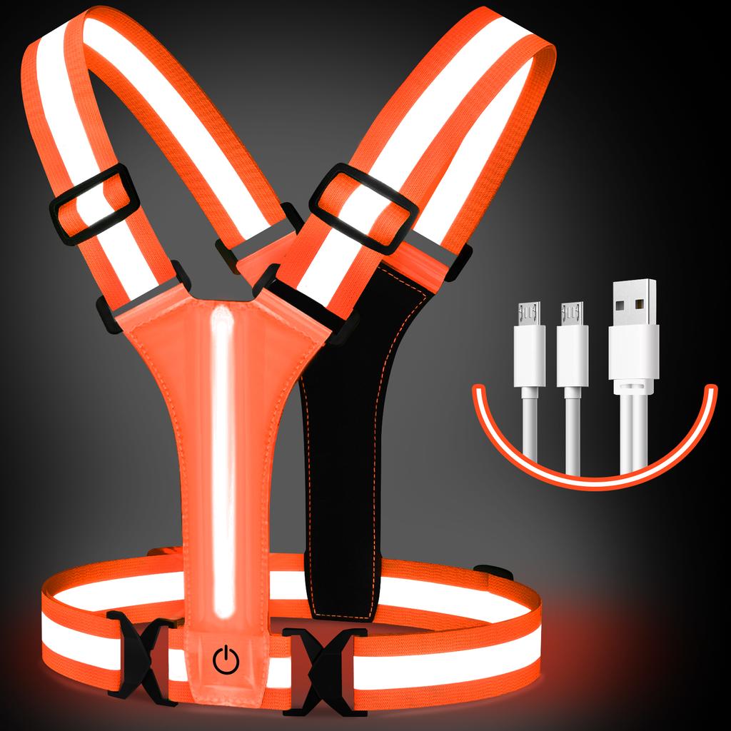 Gilet riflettente a LED regolabile Attrezzatura da corsa Luci da corsa per corridori Gilet luminoso a LED ricaricabile tramite USB ad alta visibilità