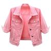 Women Coat Solid Color Slim Fit Close-fitting Young Style Wear-resistant Half Sleeve Buttons Single-breasted Easy to Match Women Jacket Female Clothes