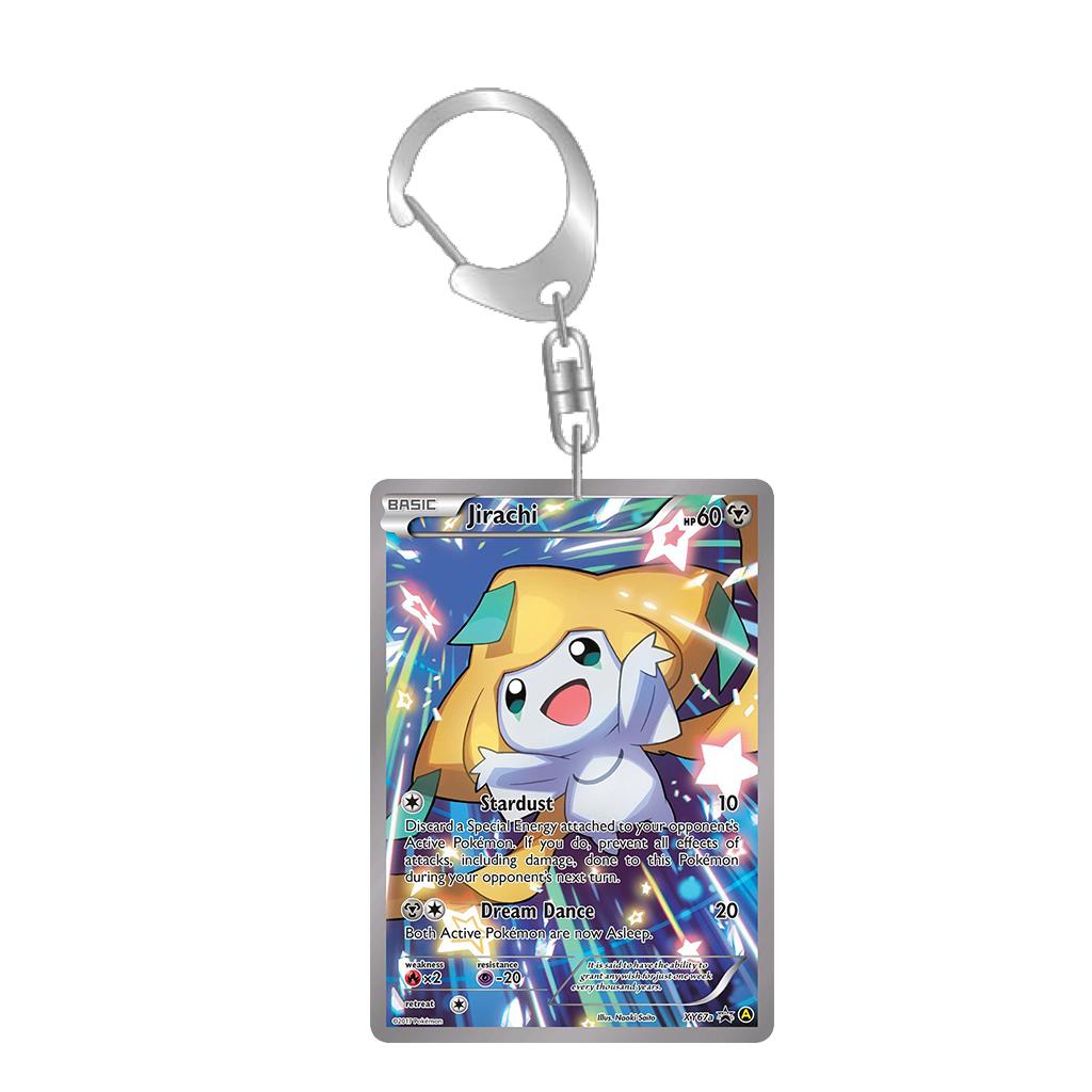 Anime Cartoons Acrylic Key Buckle for Mew Raichu Starly Braixen Skitty Eevee Evolutions Team Rocket Self-Made Card Key Ring Gift