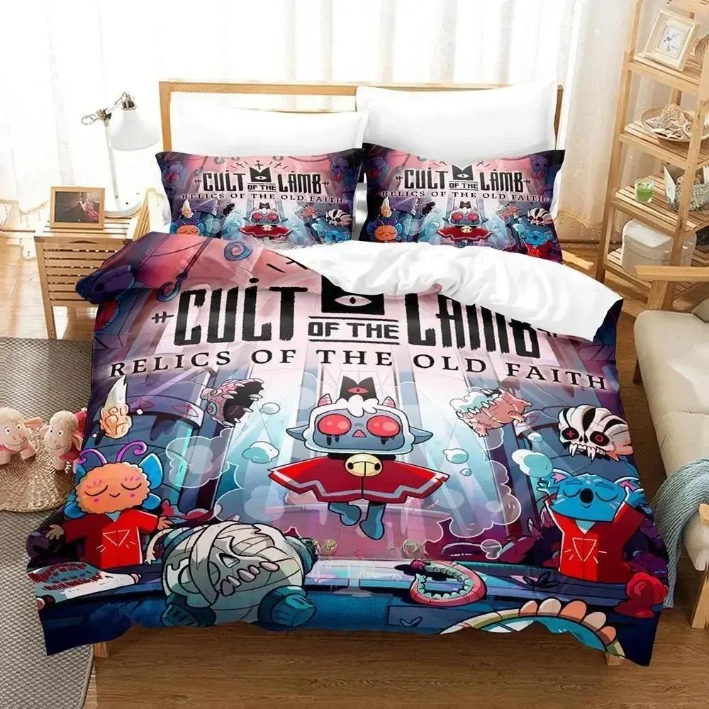 Cult Of The Lamb Bedding Set Single Twin Full Queen King Size Bed Adult Kid Bedroom Duvetcover 3D Print Anime Bed Sheet