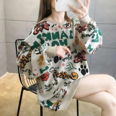 Felpa da Donna Autunnale Stile Coreano Sottile a Maniche Lunghe, Giacca Casual Larga per Studenti