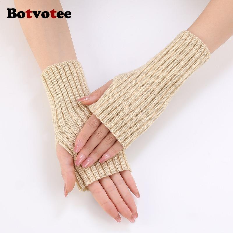 Botvotee Y2k Accessories Sleeves for Women Arm Warmers Winter Knit Fingerless Gloves Warm Free Shipping Half Finger Arm Guard