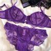 Sexy Hollow Bra French Ultra Thin Lace Embroidery Women Lingerie Set Underwire Push Up Bras Breathable Underwear and Panties Set