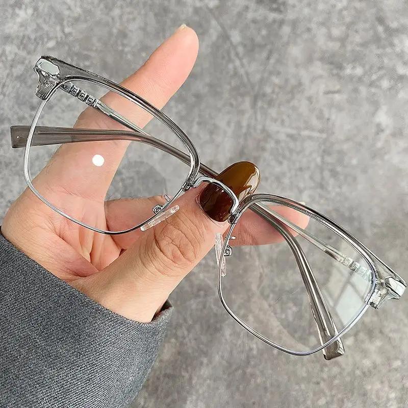 Half Frame Arrow Myopia Glasses for Men Women Anti Blue Light Near Sight Glasses Fashionable Minus Eyeglasses Diopters 0 To -4.0