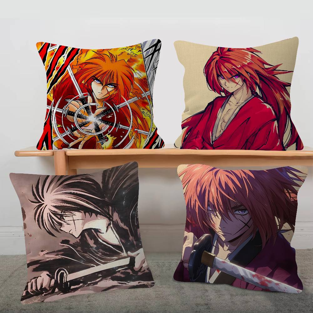 Anime Rurouni Kenshin Cartoon Series Square Pillowcase Soft Waist Sofa Cushion Cover Bedroom Room Pillowcase
