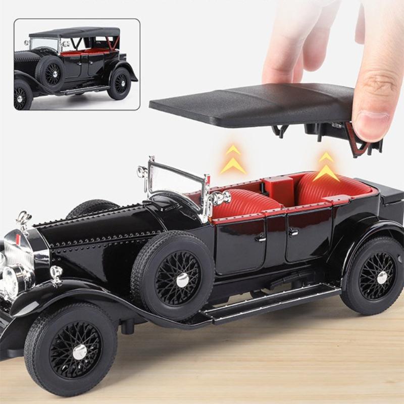 Simulation 1/24 Rolls-Royce Phantom Vintage Car Alloy Car Model Collection Ornaments Sound Light Pull Back Boy Gift Sound Light Miniature