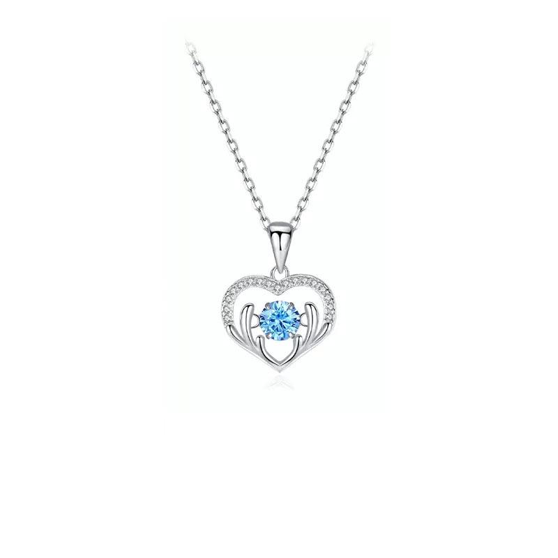 Deer with You Sterling Silver Necklace - Bouncing Heart Pendant, Ideal Gift for Women, Girlfriend's Birthday, or Christmas.