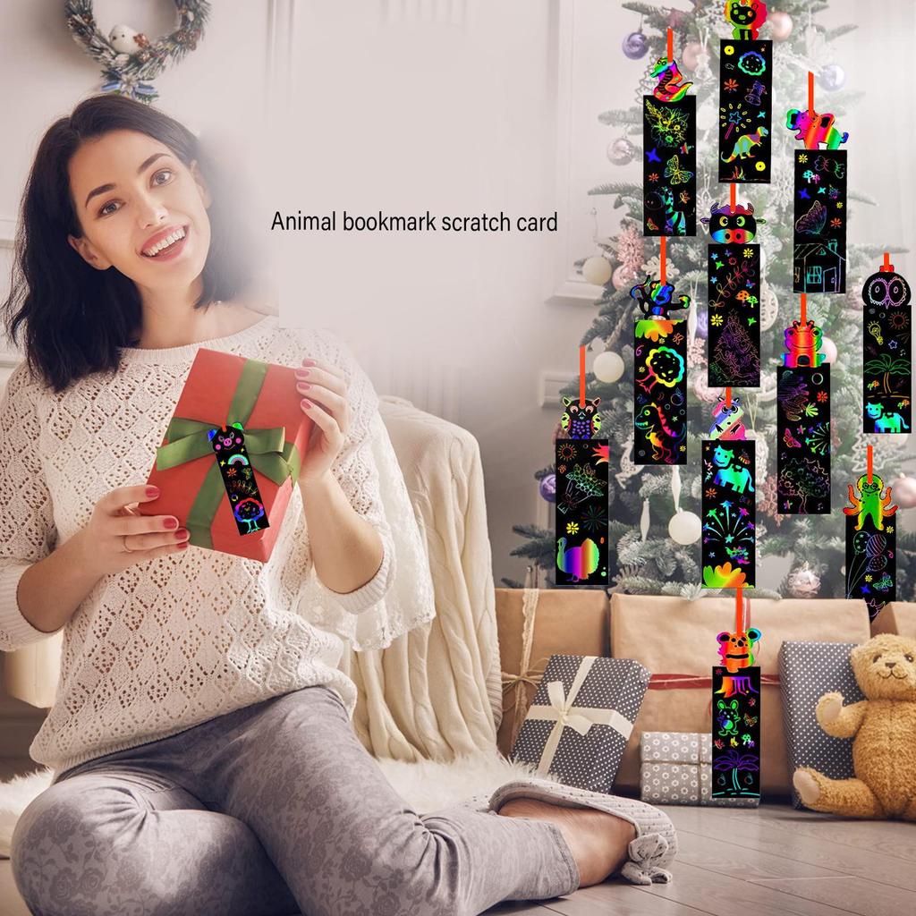 Creative DIY Animal Scratch Art Bookmarks for Kids - Christmas & Halloween Themes