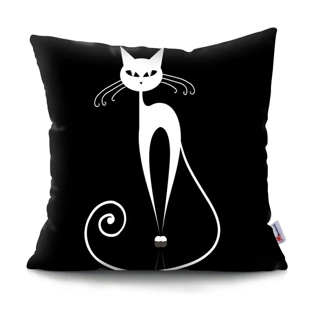 Black Cat Cushion Cover Pet  Sofa Bedroom Decoration Pillowcase Pattern   Case