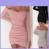 Elegante Dames Lange Mouwen Off Shoulder Avond Cocktailfeest Club Bodycon Mini Jurk Us