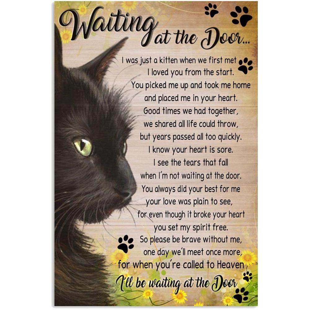 

Waiting at the Door Black Cat Memorial Poem Metal Tin Sign 20x30cm（7.8x11.8inch）