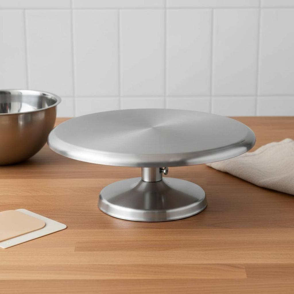 Degree Rotation Cake Turntable Professional Grade Stainless Steel Decorating