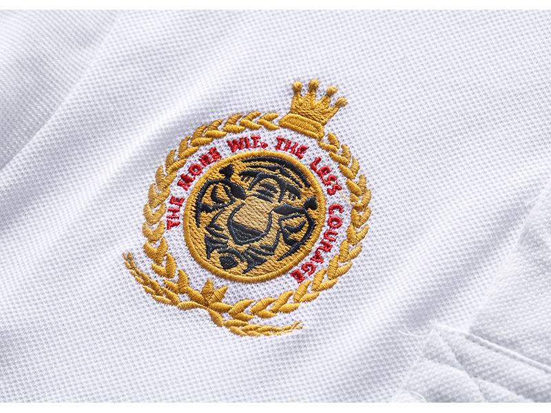 Men's Short-Sleeved Polo - Royal Leisure Sports, Embroidered, Pure Cotton, European Size, Contrast Color Stitching