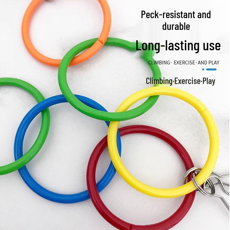 Parrot Tri-color Climbing Ring: Birdcage Stand, Beak Grinding & Biting Toy Accessory.