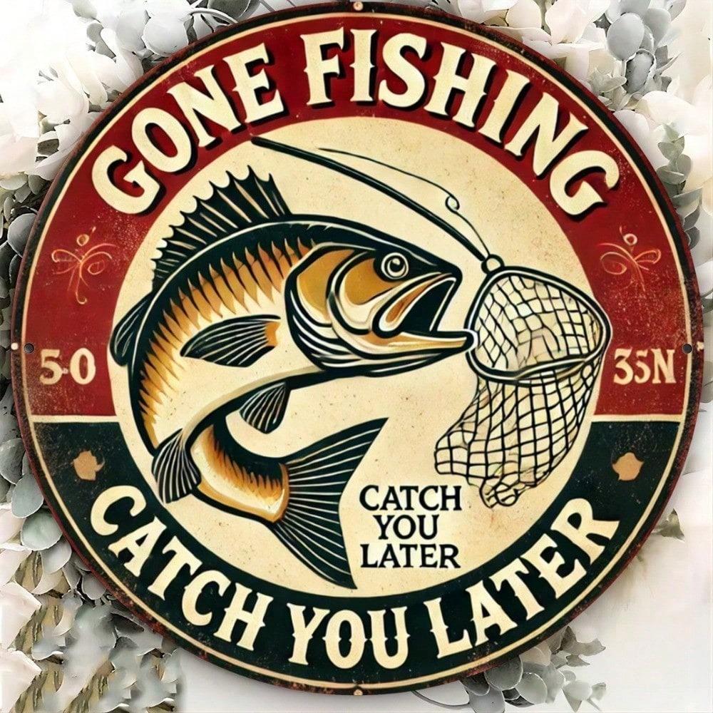 Vintage Tin Sign Retro Metal Plaque Fishing Man Cave Garage Wall Art