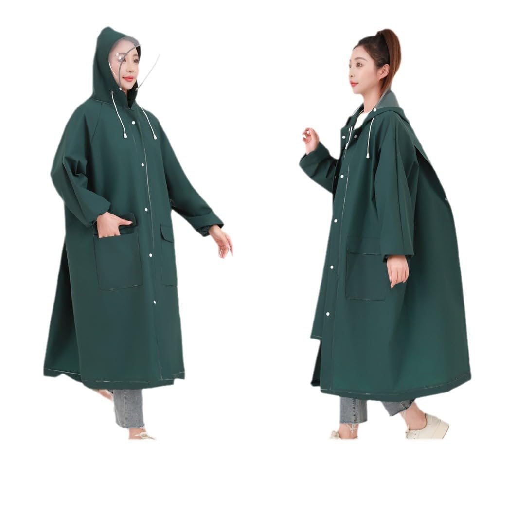 

CITER Raincoat for Men and 2025 New Model with Double Transparent Rain Bicycle and Backpack Rain Long Plus Rain Gear for Rainy Storage Pouch Included зелений