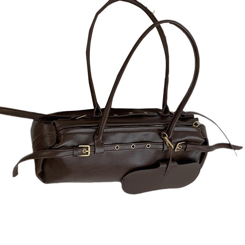 Niche retro bowling bag women's bag 2025 new simple large-capacity shoulder bag fashionable underarm bag