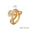 Luxury Shiny Zircon Stainless Steel Open Ring, Exquisite Chic Gold Plated Ring for Women, Fashion Exquisite Jewelry Gift
