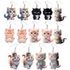 Cute 2D Flat Cat Acrylic Print Earrings for Women Funny Creative Pet Kitten Animals Drop Earring Lovely Jewelry Birthday Gifts