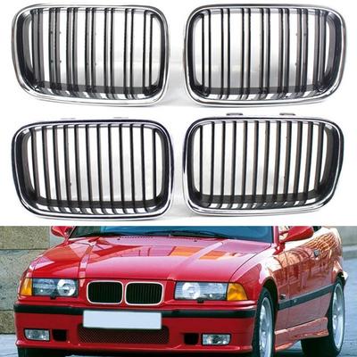 1 Pair Front Hood Bumper Kidney Grilles Grill Chrome for BMW 3-Series E36 Sedan Coupe Touring 1990-1996 51138122237 51138122238