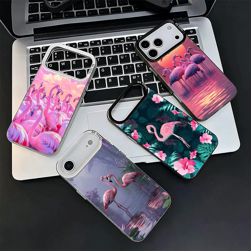 Pink Red Dreamy Flamingo Shockproof Phone Case for iPhone 17 Air 16 16E 15 Pro Max 14 Plus 13 Mini 12 Back Cover Anti Fall Funda