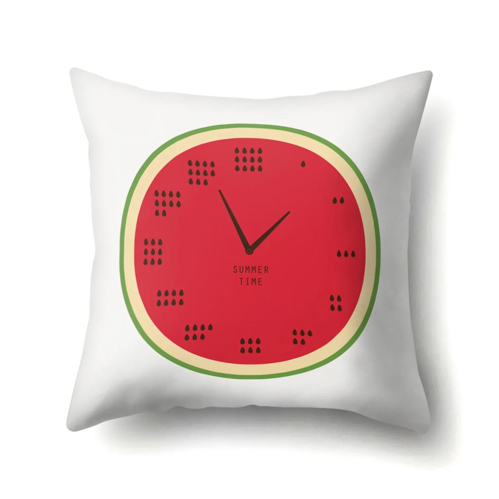 Dekorativer Kissenbezug mit Wassermelonen-Erdbeer-Kiwi-Zitronen-Motiv, Obstmuster, Kissenbezug, Heimdekoration für Sofa, Bett, Wohnzimmer, 45 x 45 cm