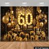 2D Elegant Black Gold Glitter 60th Birthday Photography Background
