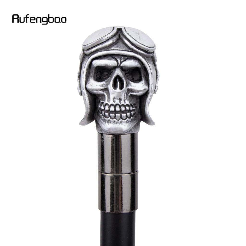 Silver Resin Skull Head Walking Cane Fashion Decorative Steel Walking Stick Gentleman Elegant Cosplay Cane Knob Crosier 92cm