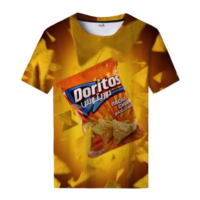 Snack-Kartoffelchips 3D-T-Shirts Herren Lustiges Cartoon-T-Shirt Lässiges Cooles Streetwear-T-Shirt Paar-Top Tee Herren Oversized