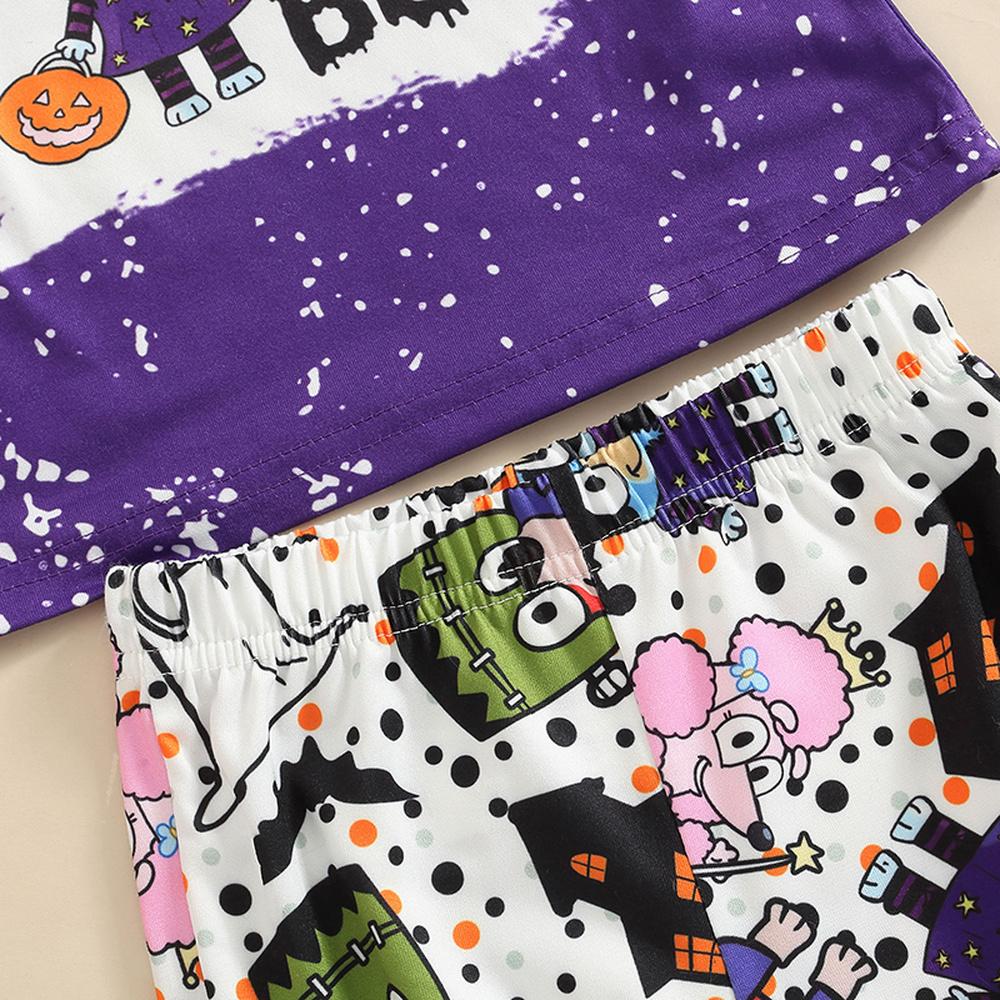 Halloween Cartoon Baby Kinder Mädchen Shirt Top und Schlaghose 2PCS Outfits Kleidung für 1-6 Jahre