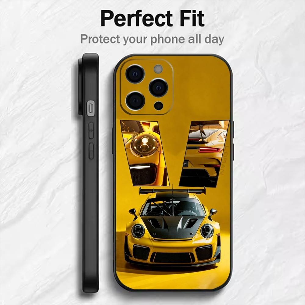 PRO-Cars GT 3-RS Топ Суперавтомобили Чехол для Телефона Для iPhone17,16,15,14,13,12 Plus,Max Мягкий Силиконовый Черный Чехол iPhone13PRO