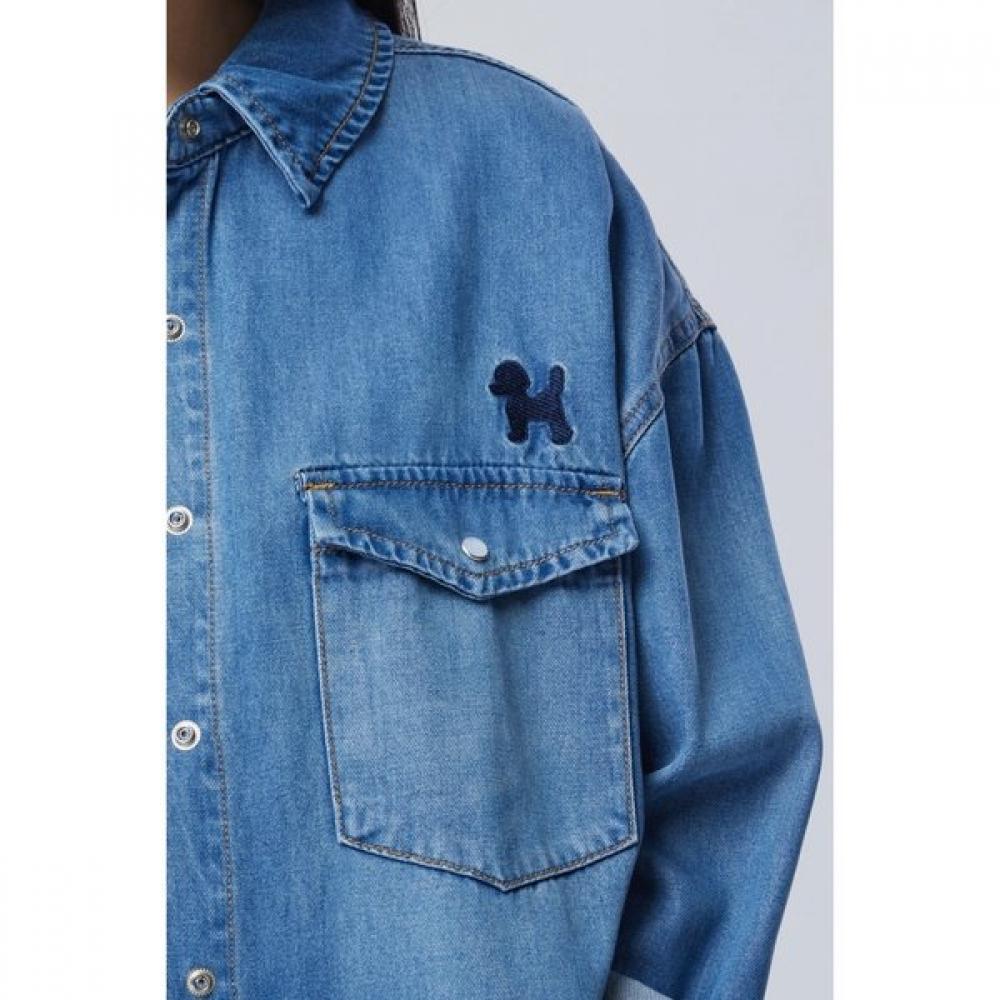 Puppy Embroidery Denim Blouse Babl91611