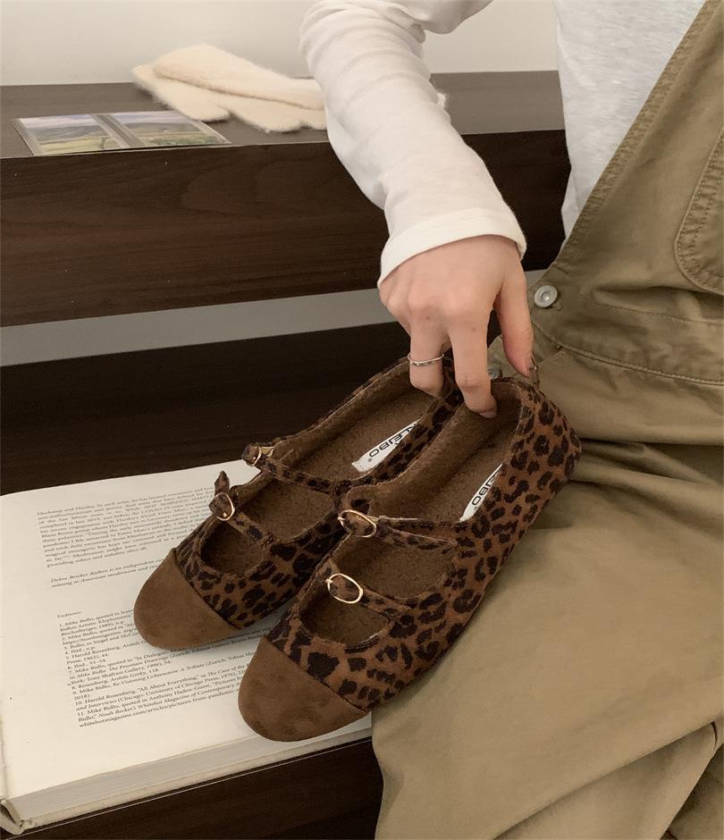 2025 spring new fashion versatile temperament round head light mouth single shoes thick heel ladyshoes French color matching single shoes