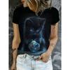Funny Women's Cat Graphics T-Shirt Cute 3D Print Tees Fashion Tops Short Sleeves O-Neck T-Shirts Street Summer Woman Clothing