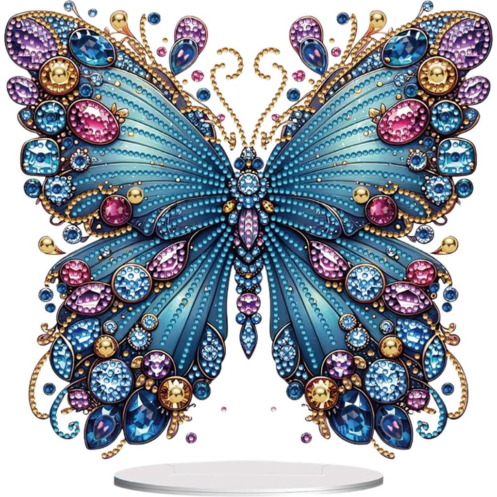 Colorful Butterfly Desktop Diamond Art Kits Animal Diamond Painting Desktop Ornaments Kit for Home Office Desktop Decor