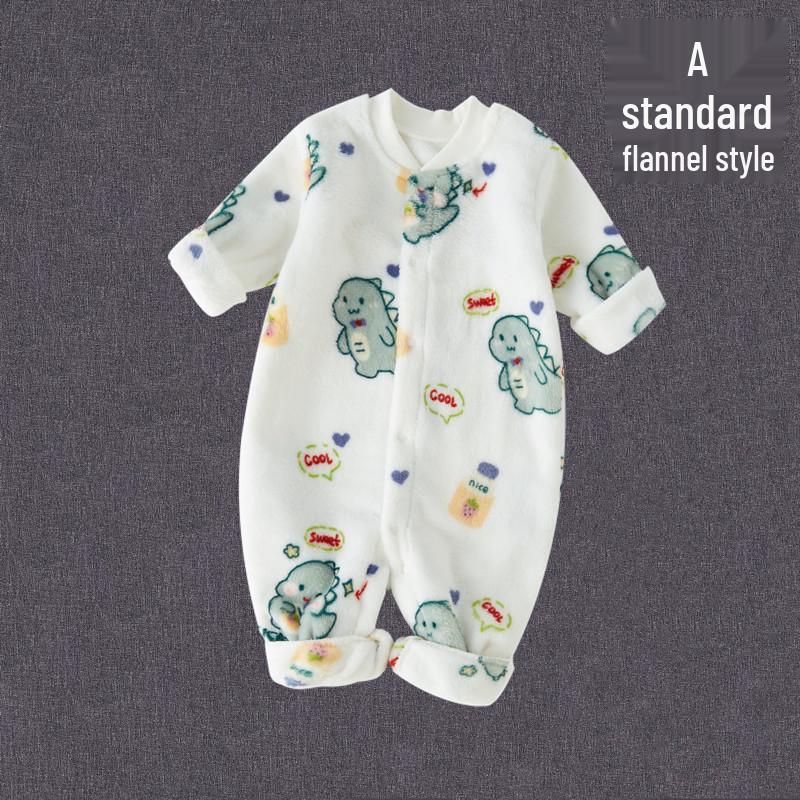 Coral Fleece Flannel Romper: Thick Velvet Homewear for Babies - Autumn/Winter