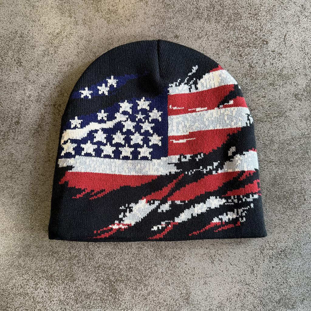 USA Flagge Strickmütze mit Wärme für Winter Outdoor Schneesport Männer Frauen